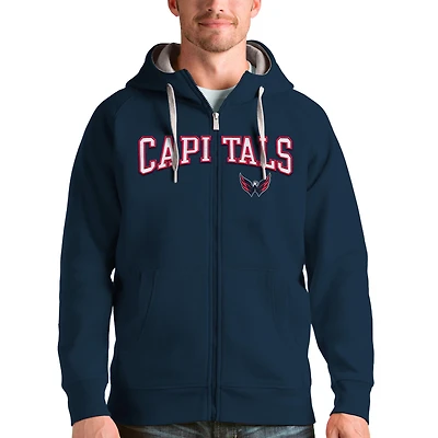 Men's Antigua Navy Washington Capitals Wordmark Victory Full-Zip Hoodie