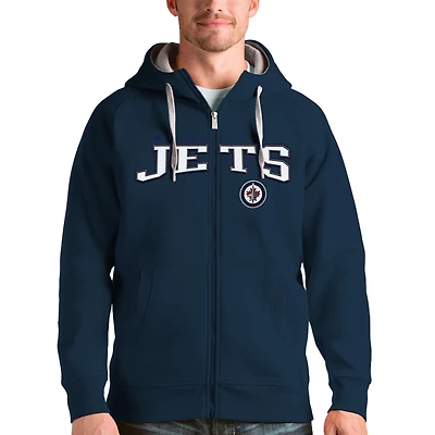 Men's Antigua Navy Winnipeg Jets Wordmark Victory Full-Zip Hoodie