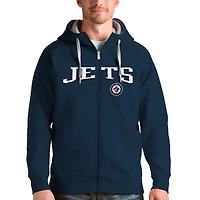 Men's Antigua Navy Winnipeg Jets Wordmark Victory Full-Zip Hoodie