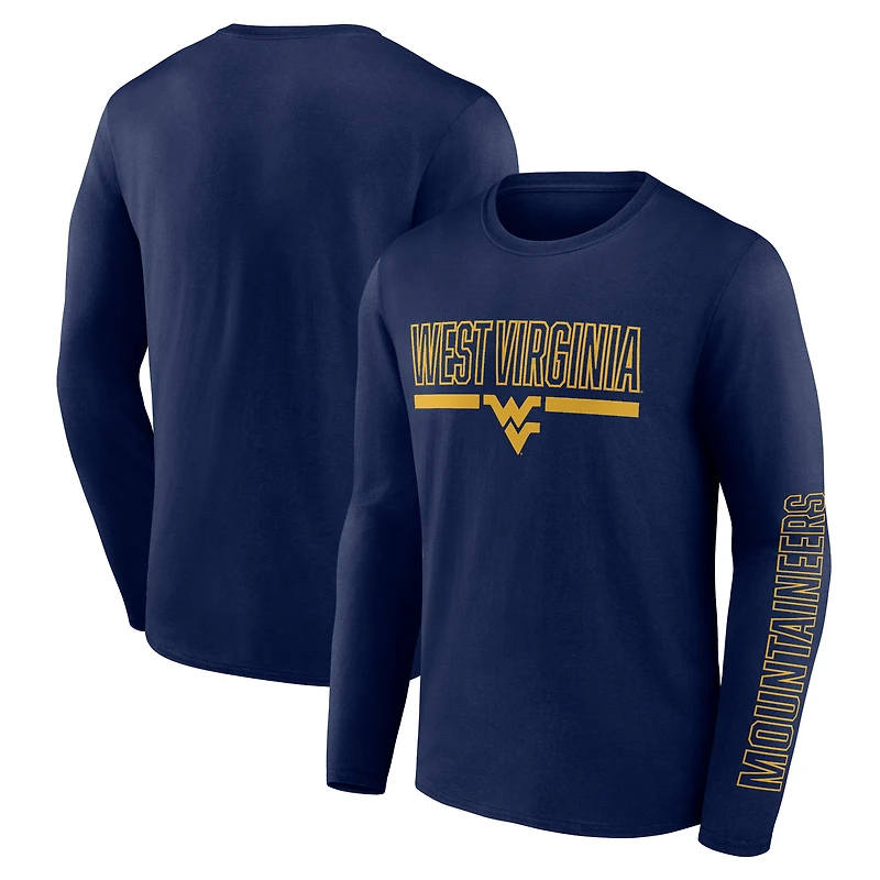 Men's Fanatics Navy West Virginia Mountaineers Modern Two-Hit Long Sleeve T-Shirt