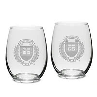 Yale Bulldogs 2-Piece 15oz. Stemless Wine Glass Set