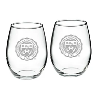 Pennsylvania Quakers 2-Piece 21oz. Stemless Wine Glass Set