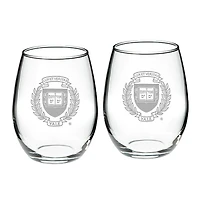 Yale Bulldogs 2-Piece 21oz. Stemless Wine Glass Set