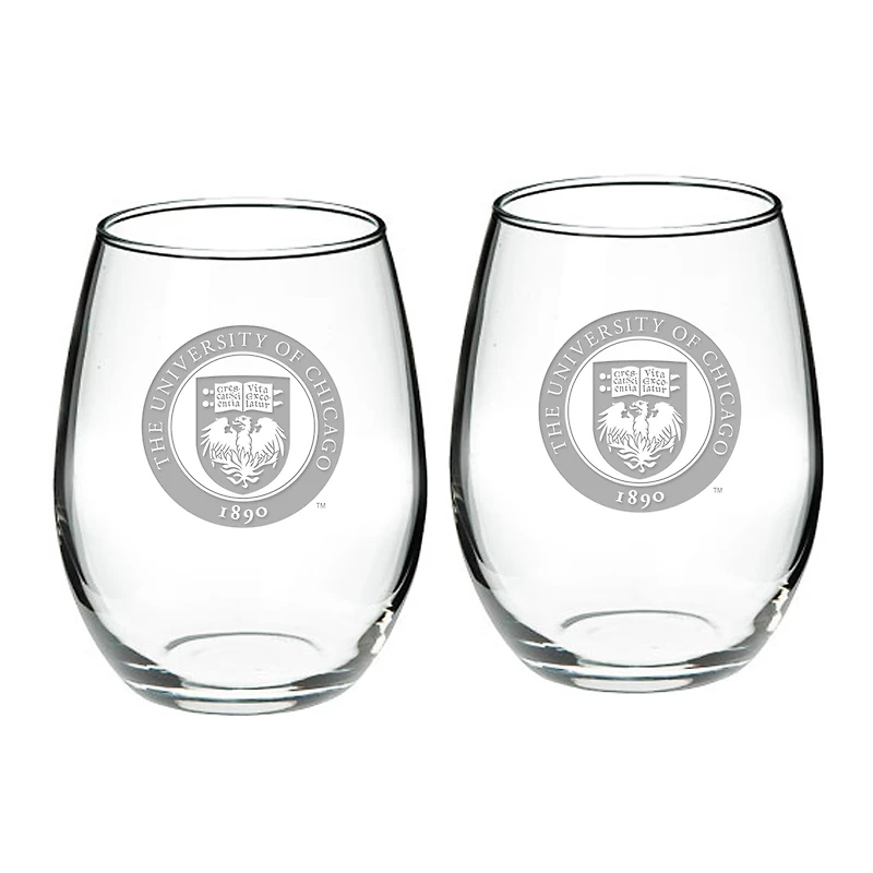 Chicago Maroons 2-Piece 21oz. Stemless Wine Glass Set