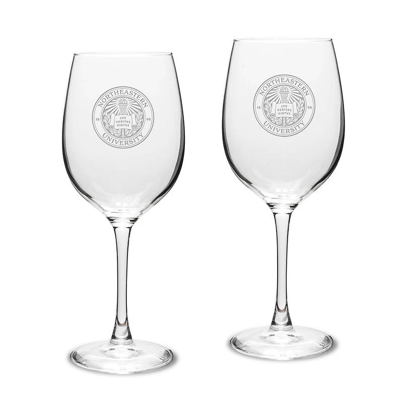 Northeastern Huskies 2-Piece 16oz. Traditional White Wine Glass Set