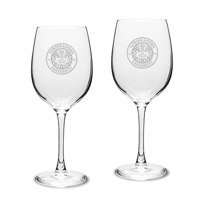 Northeastern Huskies 2-Piece 16oz. Traditional White Wine Glass Set