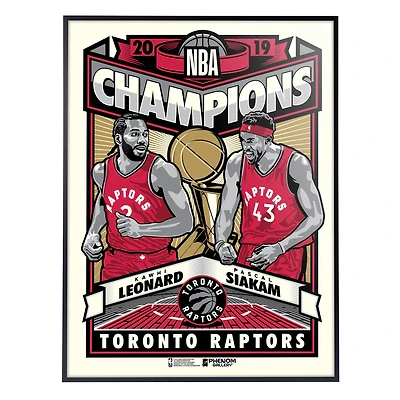 Phenom Gallery Kawhi Leonard & Pascal Siakam Toronto Raptors 2019 NBA Champions 18'' x 24'' Deluxe Framed Serigraph Print