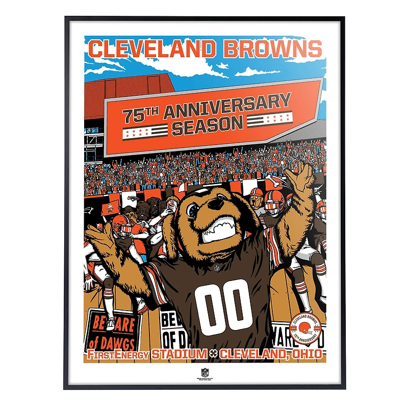 Phenom Gallery Cleveland Browns 75th Anniversary 18'' x 24'' Team Deluxe Framed Serigraph Print