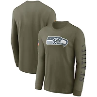 Men's Nike Olive Seattle Seahawks Salute To Service Long Sleeve T-Shirt