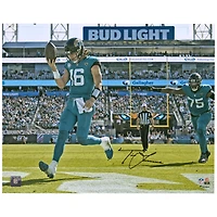 Trevor Lawrence Jacksonville Jaguars Autographed 16'' x 20'' Teal Jersey Rush Touchdown Photograph