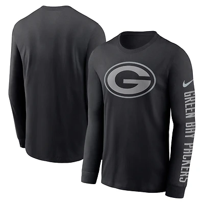 Men's Nike Black Green Bay Packers RFLCTV Name and Logo T-Shirt