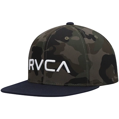 Youth RVCA Camo/Navy Twill Snapback Hat