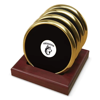 Gold Northeastern Huskies -Pack Coaster Set