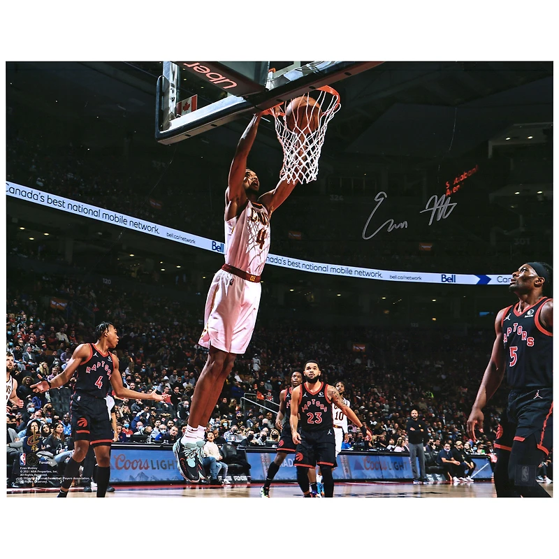 Evan Mobley Cleveland Cavaliers Autographed 16'' x 20'' White Jersey Dunk Photograph