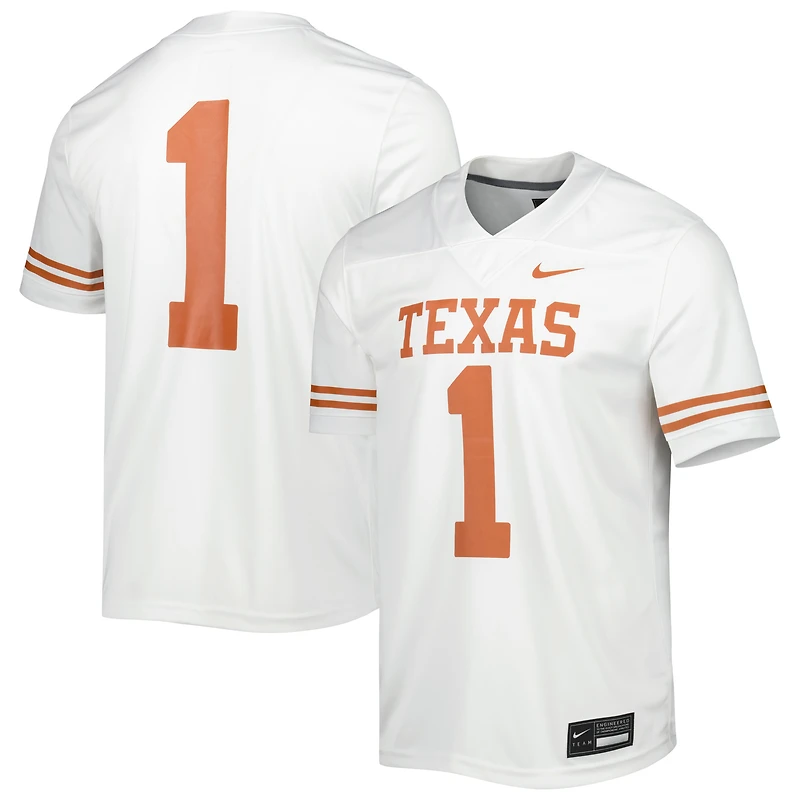 Men's Nike White Texas Longhorns #1 Away Game Jersey
