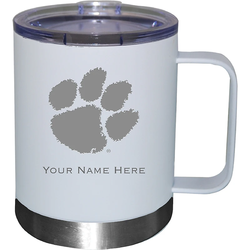 White Clemson Tigers 12oz. Personalized Stainless Steel Lowball with Handle