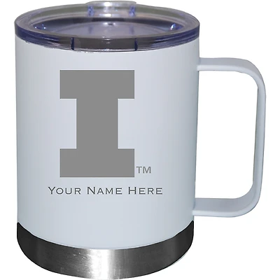White Illinois Fighting Illini 12oz. Personalized Stainless Steel Lowball with Handle