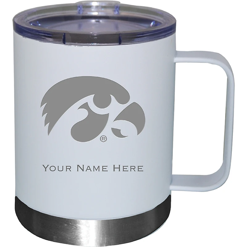 White Iowa Hawkeyes 12oz. Personalized Stainless Steel Lowball with Handle