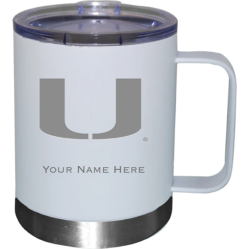 White Miami Hurricanes 12oz. Personalized Stainless Steel Lowball with Handle