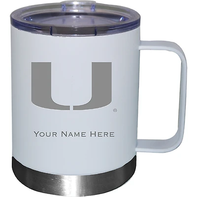 White Miami Hurricanes 12oz. Personalized Stainless Steel Lowball with Handle