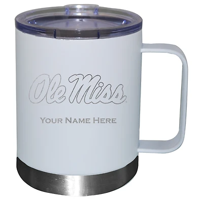 White Ole Miss Rebels 12oz. Personalized Stainless Steel Lowball with Handle