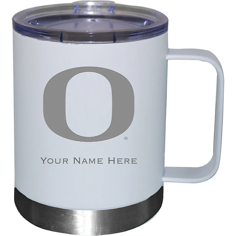 White Oregon Ducks 12oz. Personalized Stainless Steel Lowball with Handle