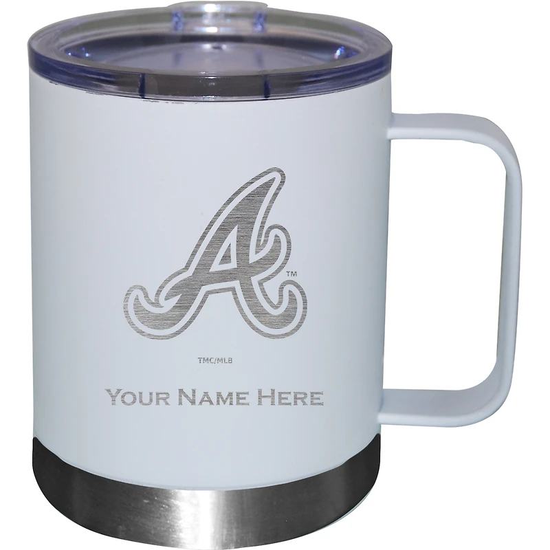 White Atlanta Braves 12oz. Personalized Stainless Steel Lowball with Handle
