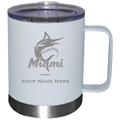 White Miami Marlins 12oz. Personalized Stainless Steel Lowball with Handle