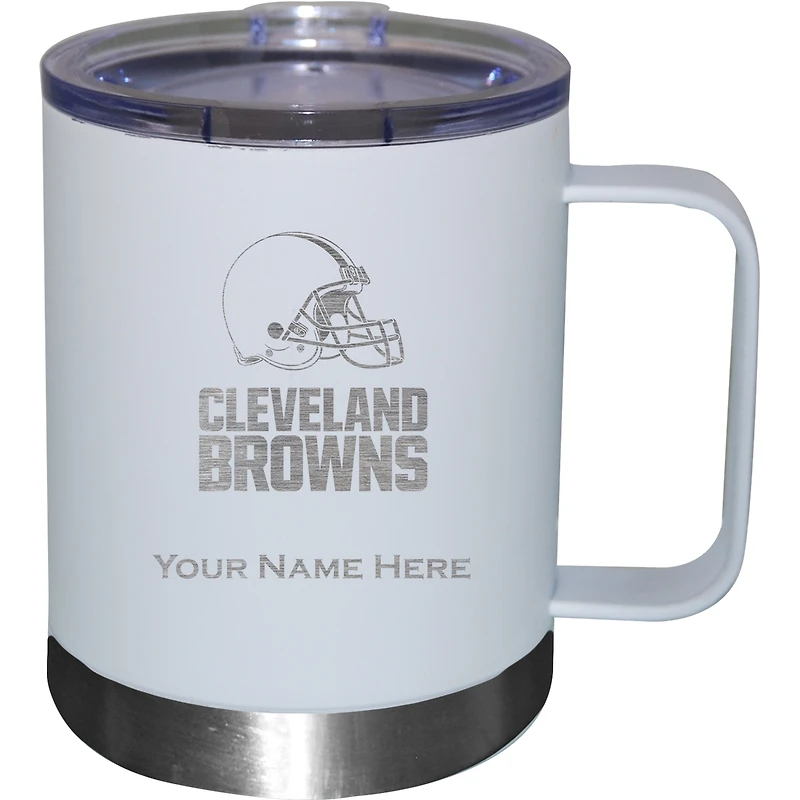 White Cleveland Browns 12oz. Personalized Stainless Steel Lowball with Handle