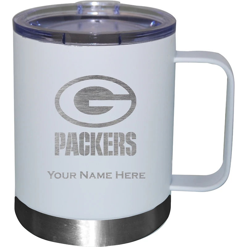 White Green Bay Packers 12oz. Personalized Stainless Steel Lowball with Handle