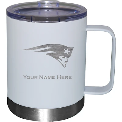 White New England Patriots 12oz. Personalized Stainless Steel Lowball with Handle