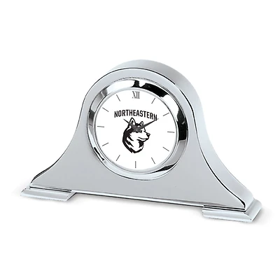 Silver Northeastern Huskies Napoleon Desk Clock