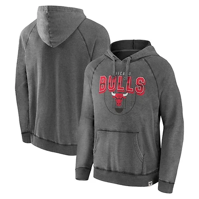 Men's Fanatics Gray Chicago Bulls True Classics Vintage Snow Wash Raglan Pullover Hoodie