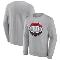Men's Fanatics Heathered Gray Chicago Bulls True Classics Vint Pullover Sweatshirt