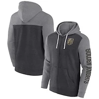Men's Fanatics Heather Charcoal Vegas Golden Knights Down and Distance Full-Zip Hoodie
