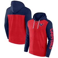 Men's Fanatics Heather Red Washington Capitals Down and Distance Full-Zip Hoodie