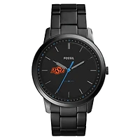 Fossil Black Oklahoma State Cowboys The Minimalist Slim Stainless Steel Watch