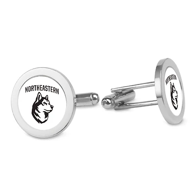 Silver Northeastern Huskies Cufflinks