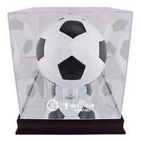 New York City FC 2021 MLS Cup Champions Mahogany Team Logo Soccer Ball Display Case