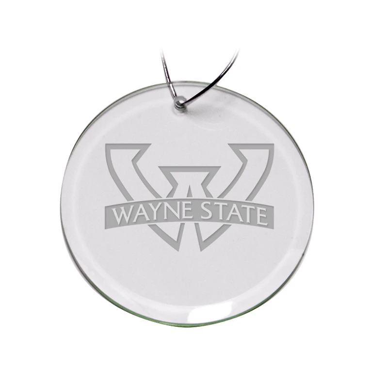 Wayne State Warriors 3'' Glass Round Ornament