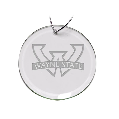 Wayne State Warriors 3'' Glass Round Ornament