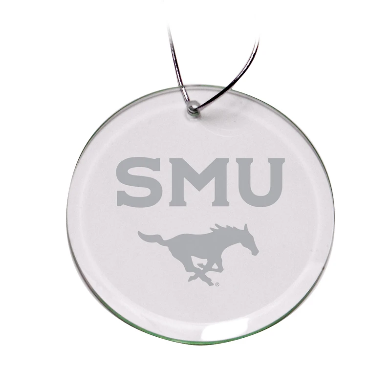 SMU Mustangs 3'' Glass Round Ornament