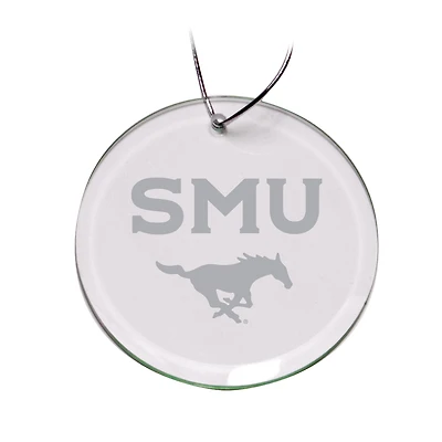 SMU Mustangs 3'' Glass Round Ornament