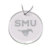 SMU Mustangs 3'' Glass Round Ornament