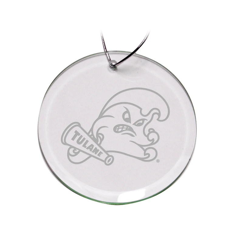 Tulane Green Wave 3'' Glass Round Ornament