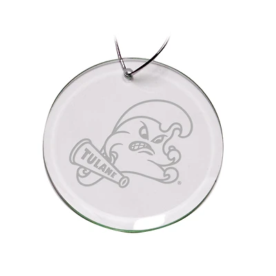 Tulane Green Wave 3'' Glass Round Ornament