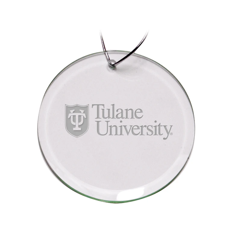 Tulane Green Wave 3'' Team Glass Round Ornament
