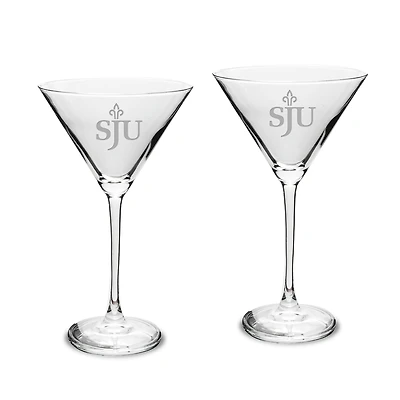 Saint Joseph's Hawks Two-Piece Traditional 10oz. Martini Glass Set