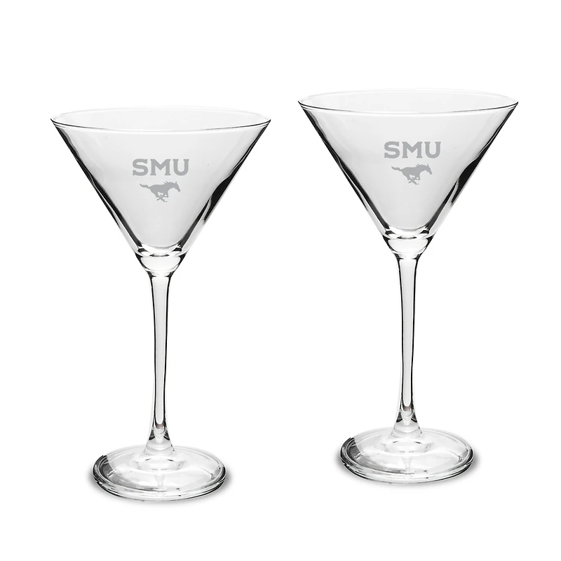 SMU Mustangs Two-Piece Traditional 10oz. Martini Glass Set