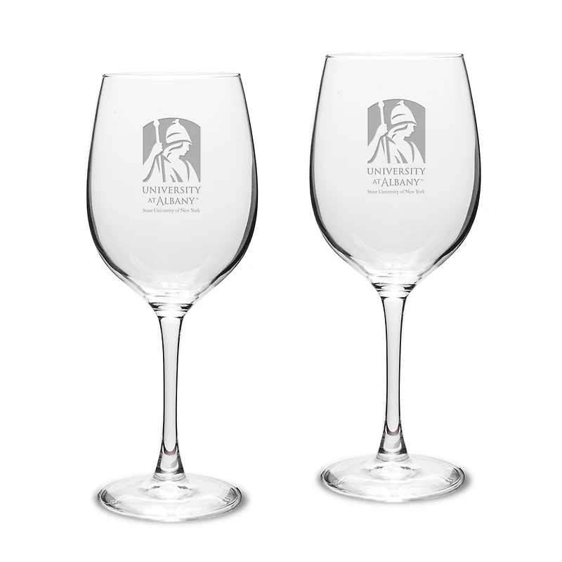 UAlbany Great Danes 16oz. 2-Piece Traditional White Wine Glass Set